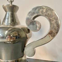 Pair of Hollywood Regency Polished Nickel Table Lamps Large Urns - 3231185