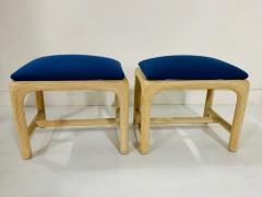 Pair of Hollywood Regency Reed Upholstered Benches - 1316112