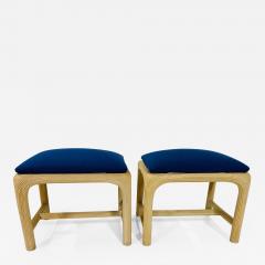 Pair of Hollywood Regency Reed Upholstered Benches - 1318699
