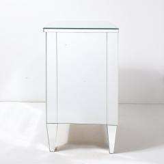 Pair of Hollywood Regency Style Custom Mirrored Nightstands with Three Drawers - 4233781