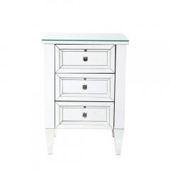 Pair of Hollywood Regency Style Custom Mirrored Nightstands with Three Drawers - 4233782