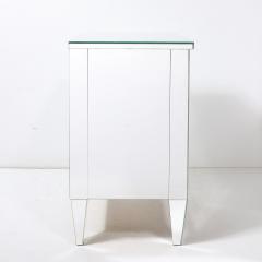 Pair of Hollywood Regency Style Custom Mirrored Nightstands with Three Drawers - 4233784