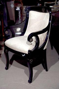 Pair of Hollywood Regency Style Ebonized Armchairs - 3013293