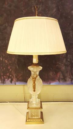 Pair of Hollywood Regency Style Fine Glass Lamps with Swan Handles - 3006611
