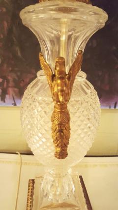 Pair of Hollywood Regency Style Fine Glass Lamps with Swan Handles - 3006613