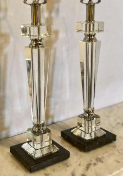 Pair of Hollywood Regency Style Glass and Chrome Table Lamps - 1297297