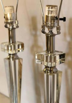 Pair of Hollywood Regency Style Glass and Chrome Table Lamps - 1297300