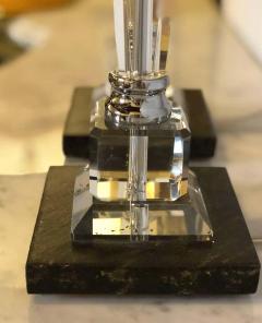 Pair of Hollywood Regency Style Glass and Chrome Table Lamps - 1297301