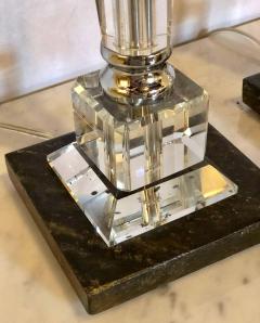 Pair of Hollywood Regency Style Glass and Chrome Table Lamps - 1297304