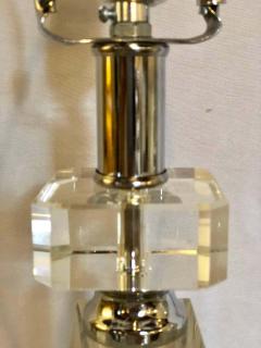 Pair of Hollywood Regency Style Glass and Chrome Table Lamps - 1297305