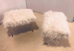 Pair of Hollywood Regency Style Lucite X Form Base Benches - 1302505