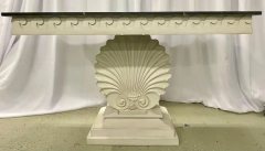Pair of Hollywood Regency Style Shell From Console Tables Faux Marble Top - 2489066