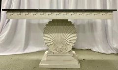 Pair of Hollywood Regency Style Shell From Console Tables Faux Marble Top - 2489067