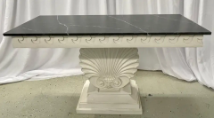 Pair of Hollywood Regency Style Shell From Console Tables Faux Marble Top - 2489075