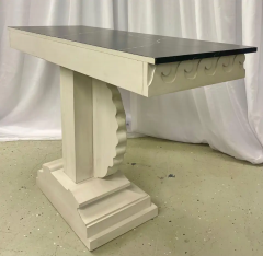 Pair of Hollywood Regency Style Shell From Console Tables Faux Marble Top - 2489089