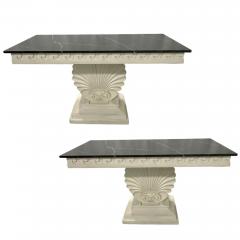 Pair of Hollywood Regency Style Shell From Console Tables Faux Marble Top - 2918242