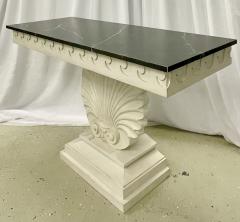 Pair of Hollywood Regency Style Shell From Console Tables Faux Marble Top - 2918243