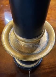 Pair of Hollywood Regency Style Table Lamps with Custom Shades Ebony and Gilt - 2564888