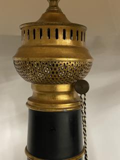Pair of Hollywood Regency Style Table Lamps with Custom Shades Ebony and Gilt - 2564889