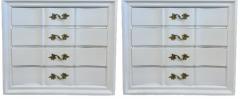 Pair of Hollywood Regency Style White Lacquered Dressers or Commode Chest - 2980989