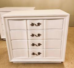 Pair of Hollywood Regency Style White Lacquered Dressers or Commode Chest - 2980996