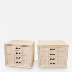 Pair of Hollywood Regency Style White Lacquered Dressers or Commode Chest - 2988636