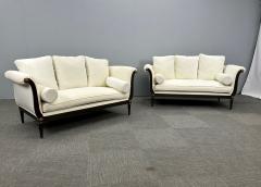 Pair of Hollywood Regency Vesey Style Sofas Settee Ebony Wood and Bronze - 3143988