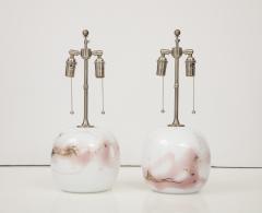 Pair of Holmegaard lamps Designed by Michael Bang in Rose motif - 3403426