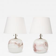 Pair of Holmegaard lamps Designed by Michael Bang in Rose motif - 3405201