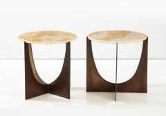 Pair of Honey Colored Onyx and Bronzed Steel Side Tables Italy 2022 - 2688014