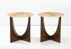 Pair of Honey Colored Onyx and Bronzed Steel Side Tables Italy 2022 - 2688015