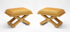 Pair of Horsehair Upholstered X Form Benches - 3263412