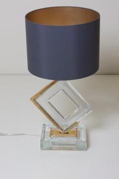 Pair of Huge Clear Murano Glass and Brass Table Lamps - 701067