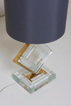 Pair of Huge Clear Murano Glass and Brass Table Lamps - 701068