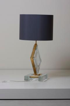 Pair of Huge Clear Murano Glass and Brass Table Lamps - 701073