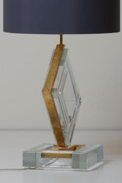 Pair of Huge Clear Murano Glass and Brass Table Lamps - 701074