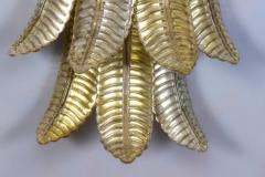 Pair of Huge Italian Gold Ferns Murano Glass Wall Sconces - 3659363