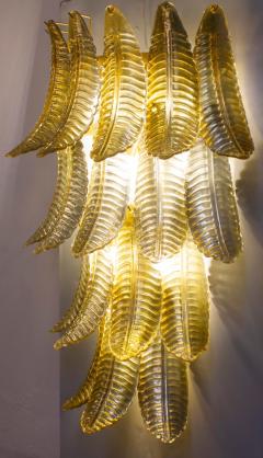 Pair of Huge Italian Gold Ferns Murano Glass Wall Sconces - 3659366