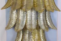 Pair of Huge Italian Gold Ferns Murano Glass Wall Sconces - 3659367