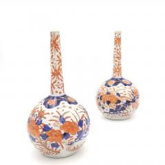 Pair of Imari Japanese Bottles in Red and Blue Porcelain circa 1880 - 2836627