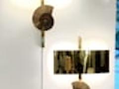 Pair of Important Ammonite and Brass Wall Lights Sconces - 4627826
