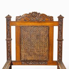 Pair of Indian throne chairs carved with the arms of the Kingdom of Travancore - 2106800