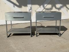 Pair of Industrial Nightstands End Tables in Brushed Metal - 1817708
