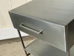 Pair of Industrial Nightstands End Tables in Brushed Metal - 1817711