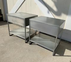 Pair of Industrial Nightstands End Tables in Brushed Metal - 1817713