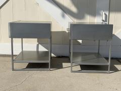 Pair of Industrial Nightstands End Tables in Brushed Metal - 1817714
