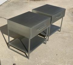 Pair of Industrial Nightstands End Tables in Brushed Metal - 1817717