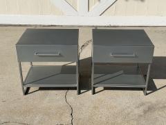 Pair of Industrial Nightstands End Tables in Brushed Metal - 1817718