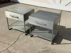 Pair of Industrial Nightstands End Tables in Brushed Metal - 1817719