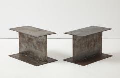 Pair of Industrial Steel I Beam End Tables Coffee Table - 4088273